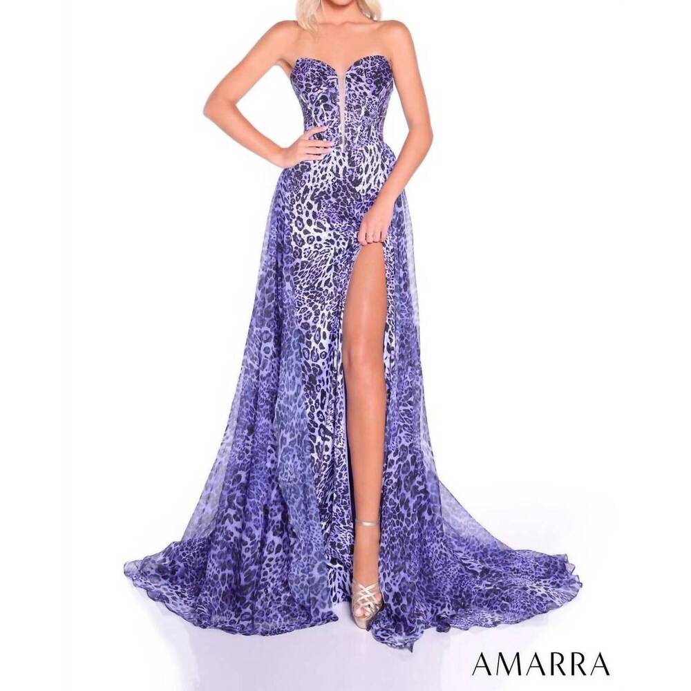 NEW AMARRA leopard formal gown in purple print